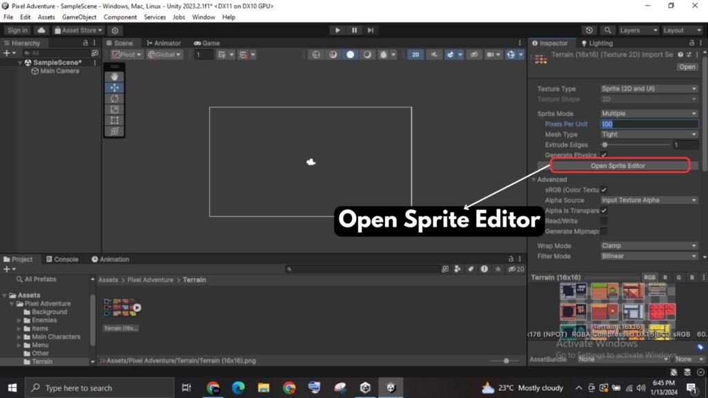 Open Sprite Editor