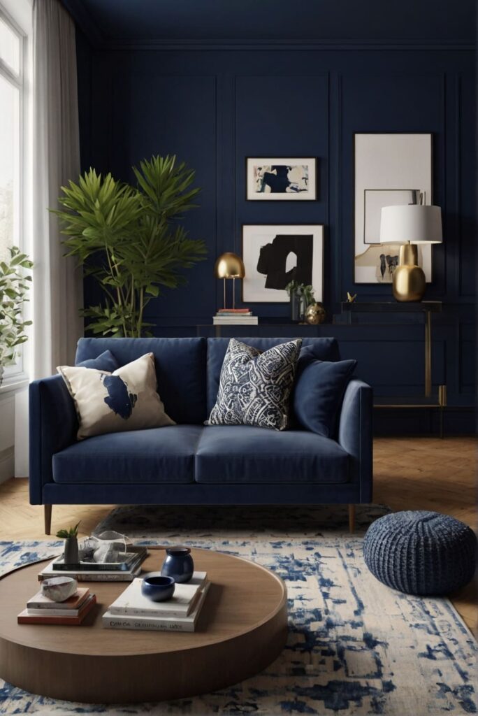 navy blue living room