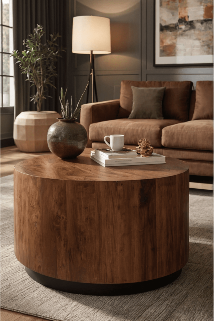 wooden round coffee table