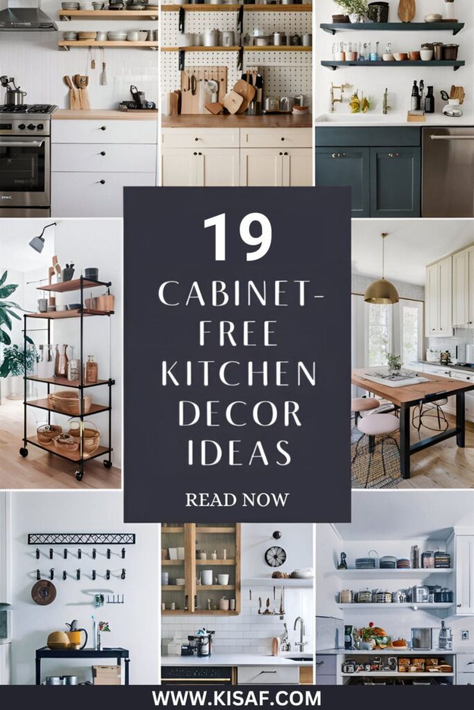 kitchen decor ideas without cabinets pins