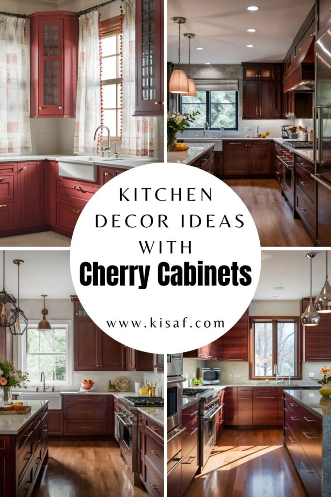 kitchen with cherry cabinets pin