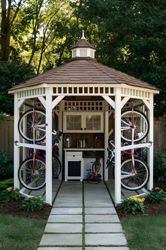 A-gazebo-used-for-organized-bike-storage-featuring-racks-or-hooks-to-keep-bikes-off-the-ground-and-a-small-workbench-for-maintenance-and-repairs