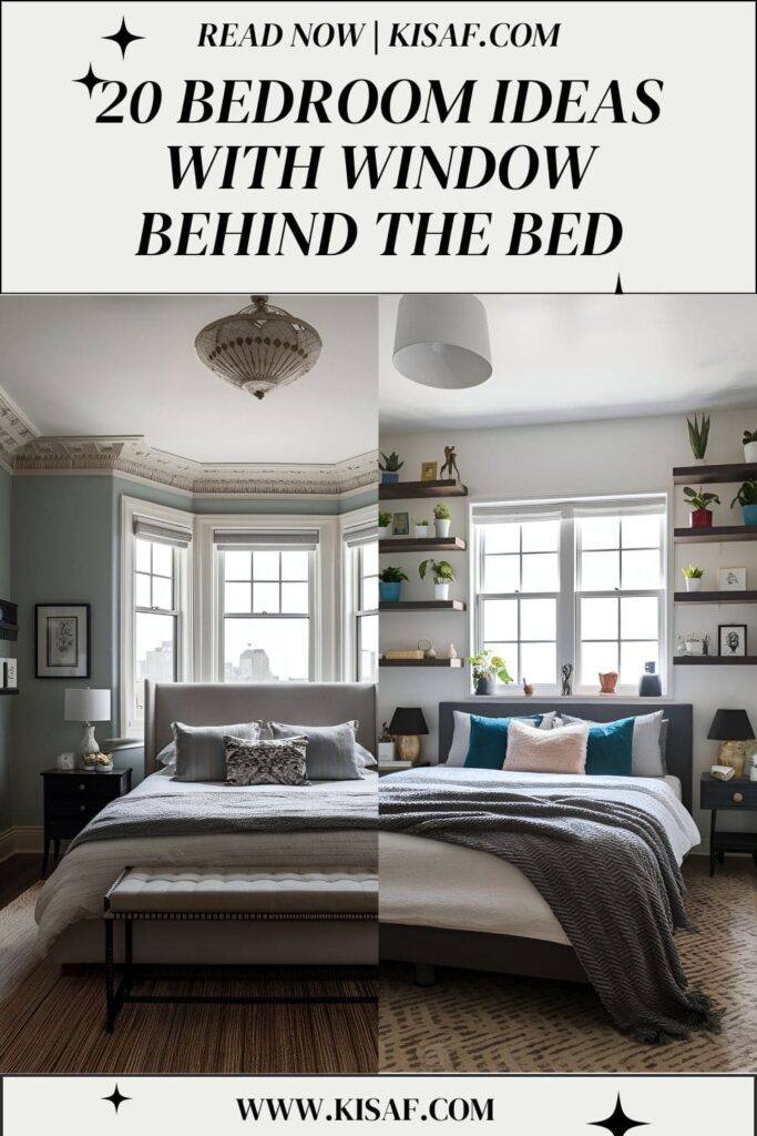 Bedroom ideas with window behind the bed pin