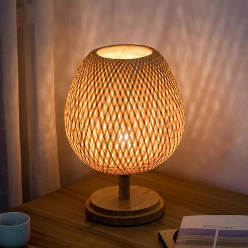 Vintage Wicker Dimmable Table Lamp