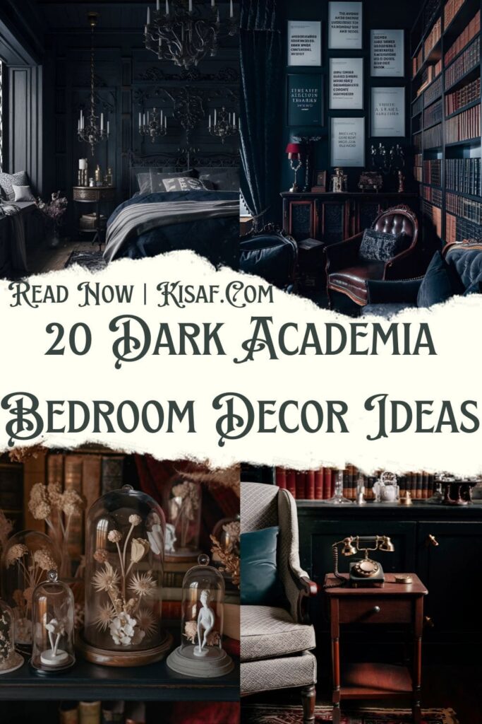 dark academia bedroom decor ideas pin