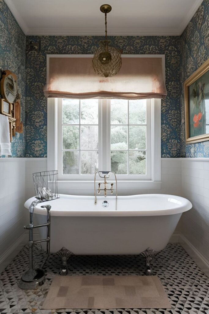 Bathroom with a classic clawfoot bathtub, adding elegance and vintage charm to the decor