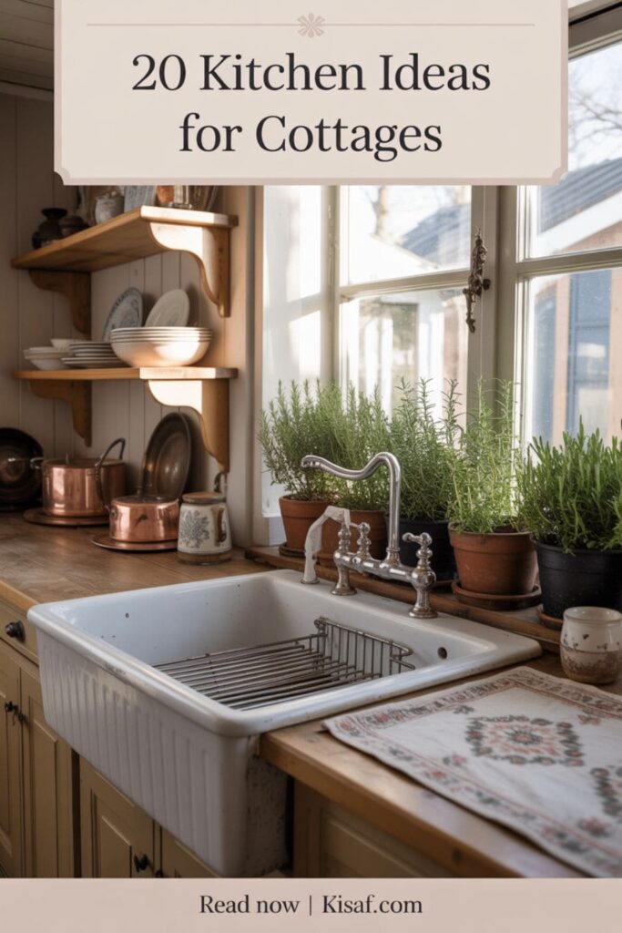 image with text overlay 20 Kitchen Ideas for Cottages