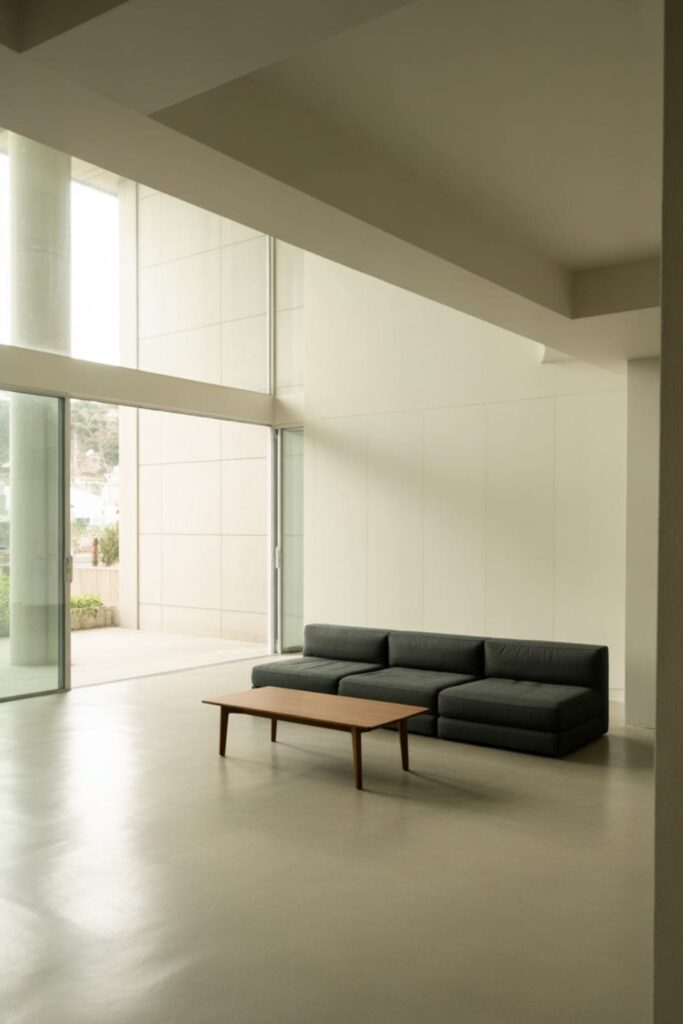 Living room with large windows and clear open sightlines