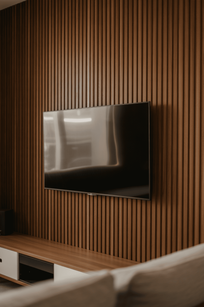 g behind the TV creating a clean and modern living room focal point