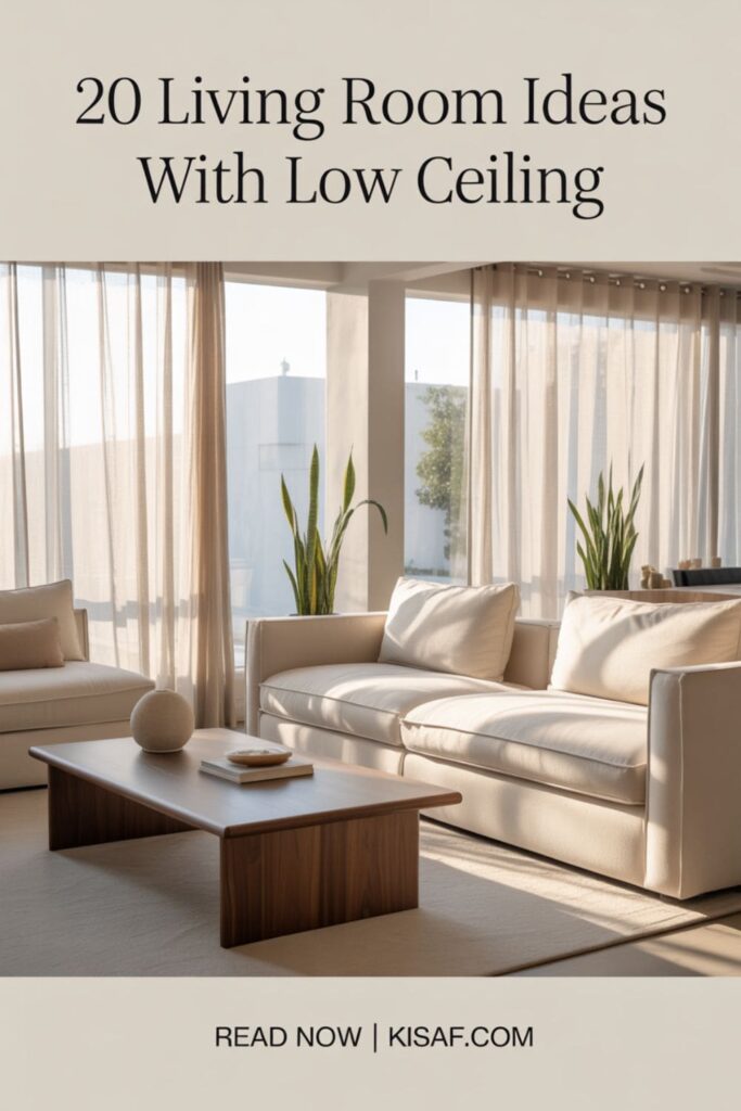 image with text overlay 20 Living Room With Low Ceiling Ideas
