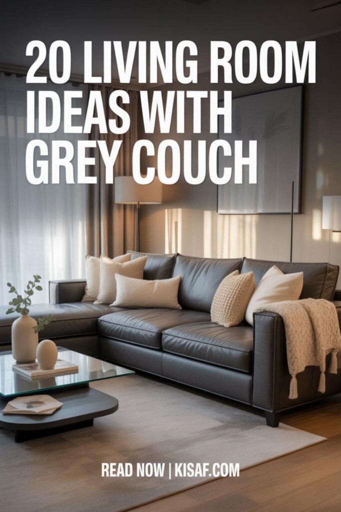 image with text overlay Living Room With Grey Couch Ideas