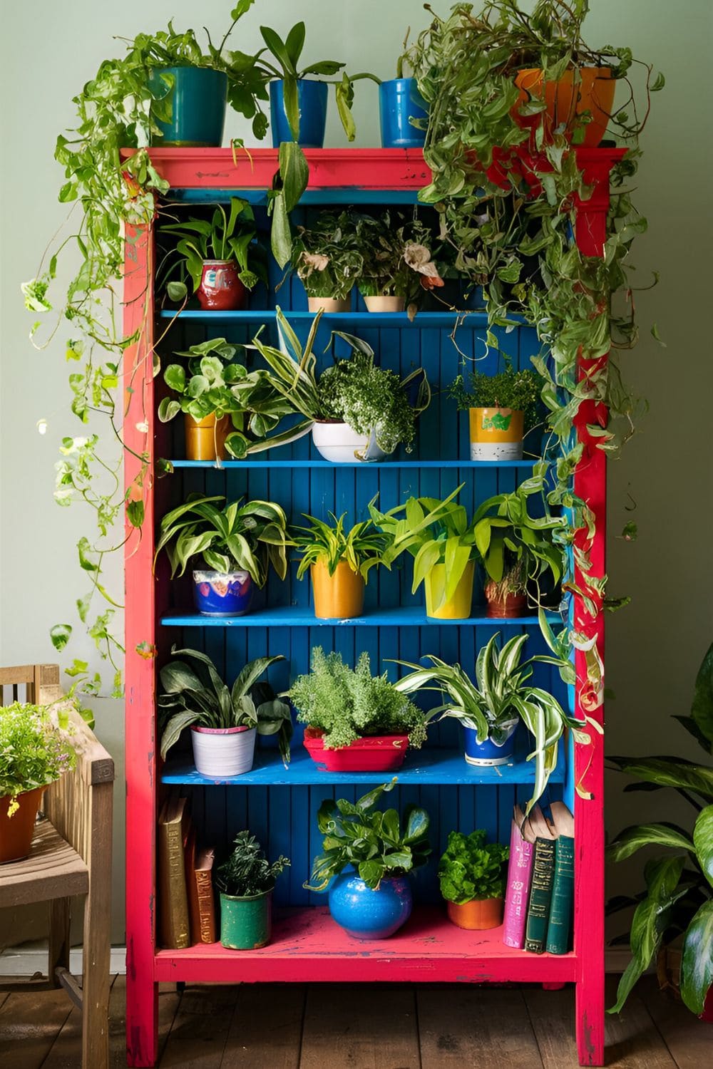 Repurposed Book Shelf For Plants