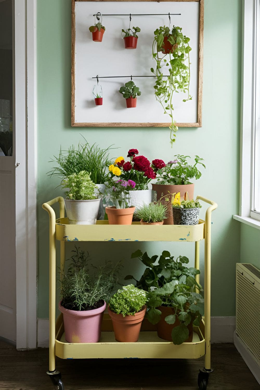 Rolling Cart Plant Shelves