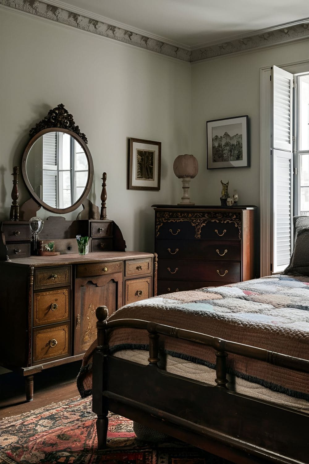 Vintage Bedroom With Antique Furniture