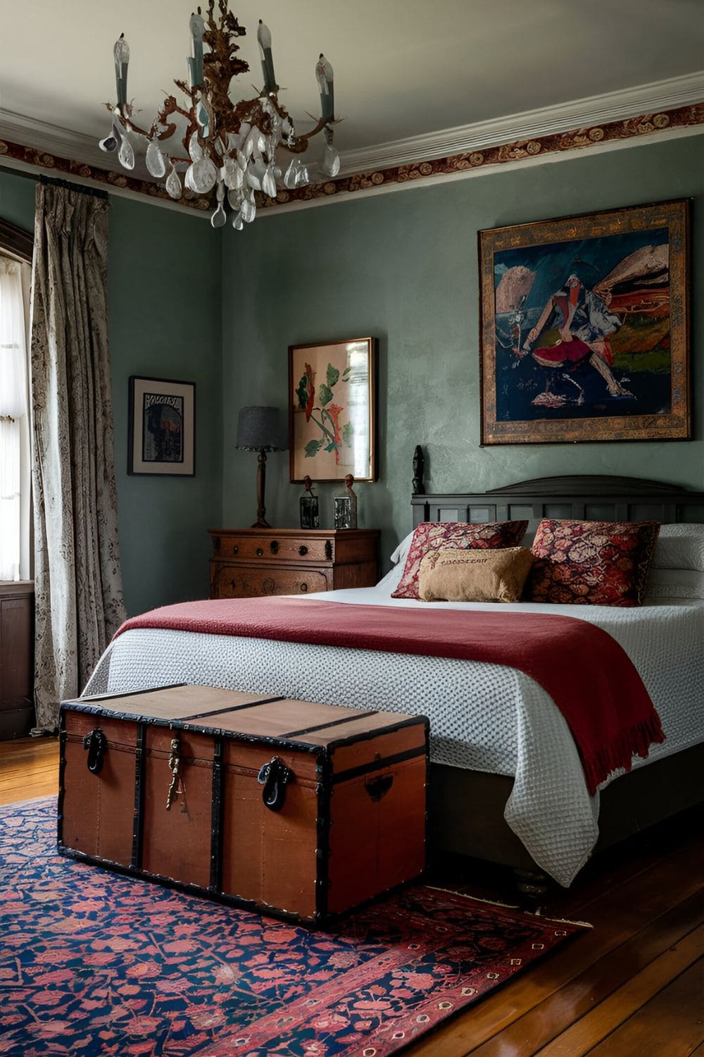 Vintage Bedroom With Wooden Floor