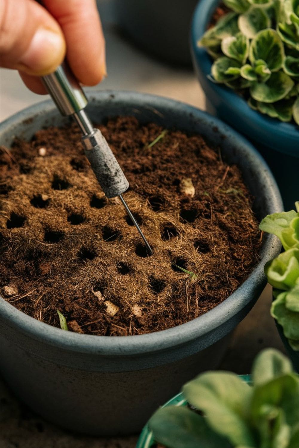 aerating the soil