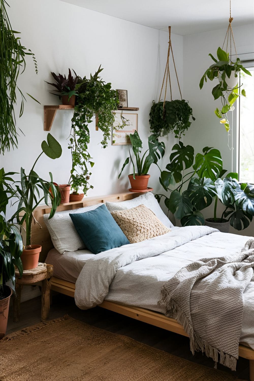 cozy bedroom with natural elements