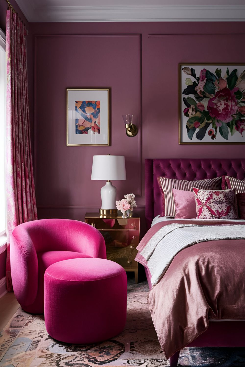 pink bedroom with Pink Furniture