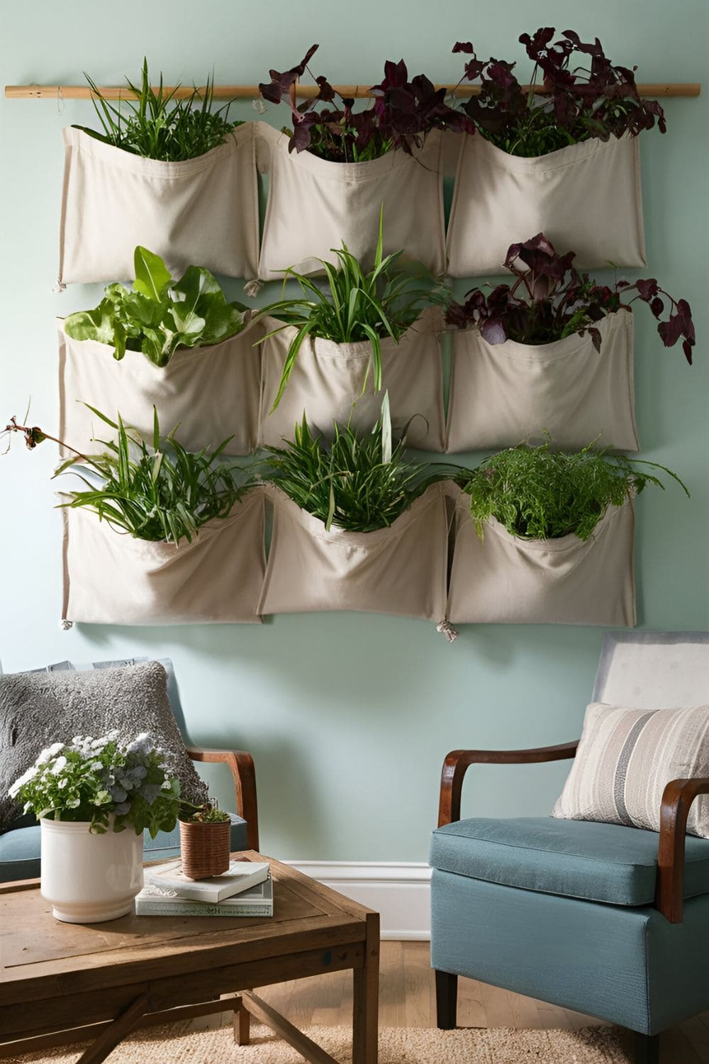 plants in Fabric Pouch Planters