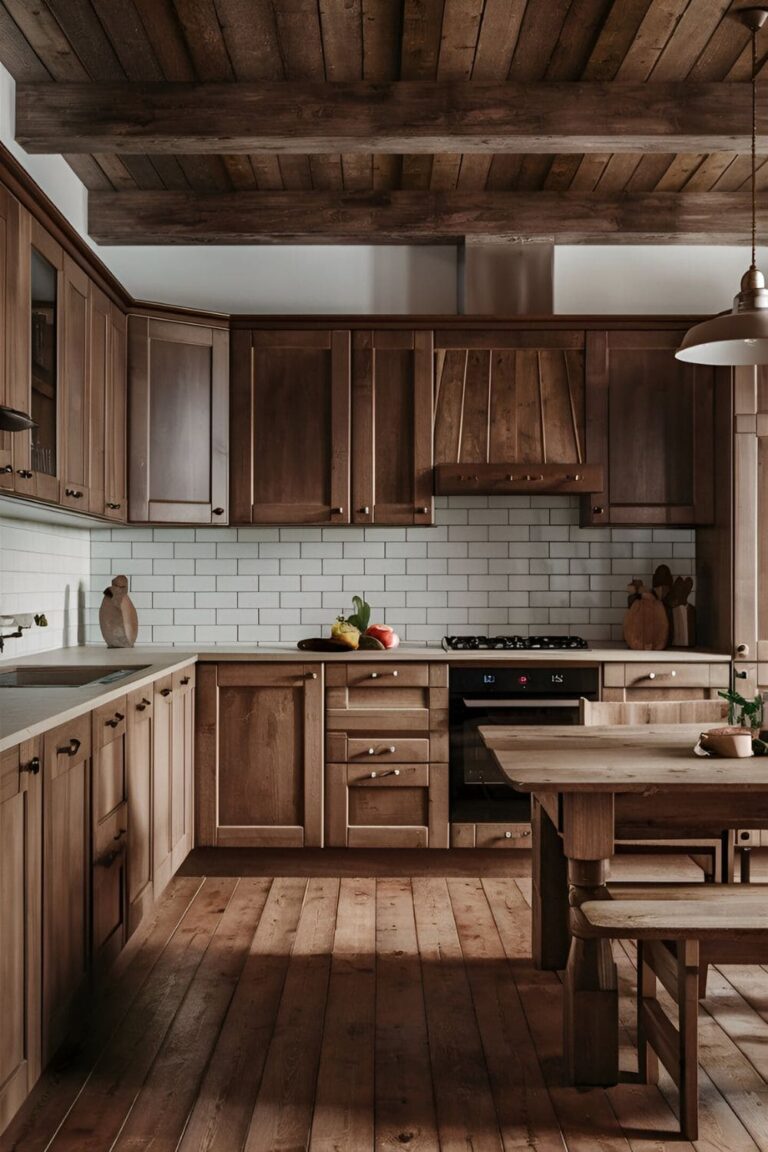 20 Kitchen Decor Ideas with Brown Cabinets For Good Vibes