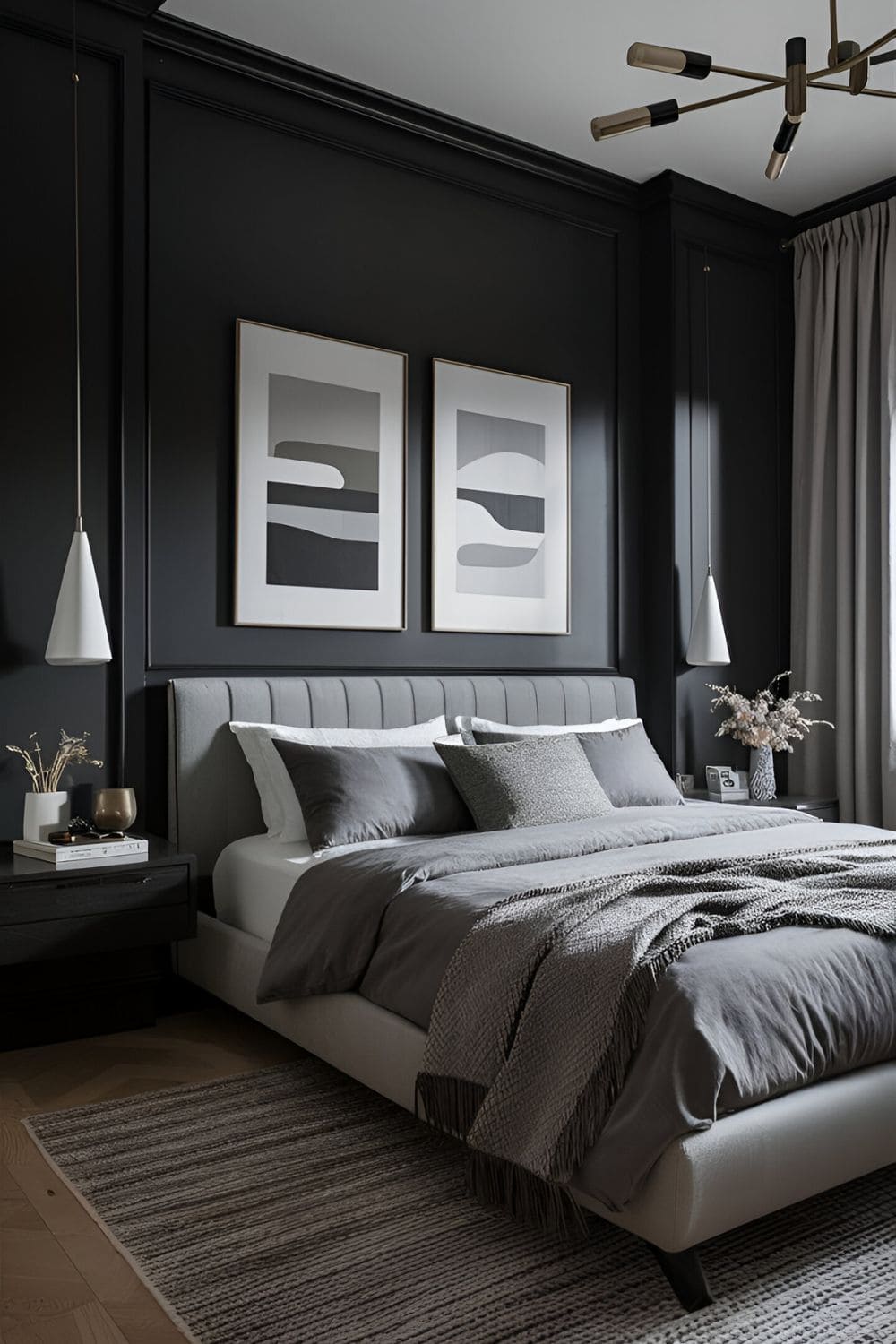 Black bedroom with black walls