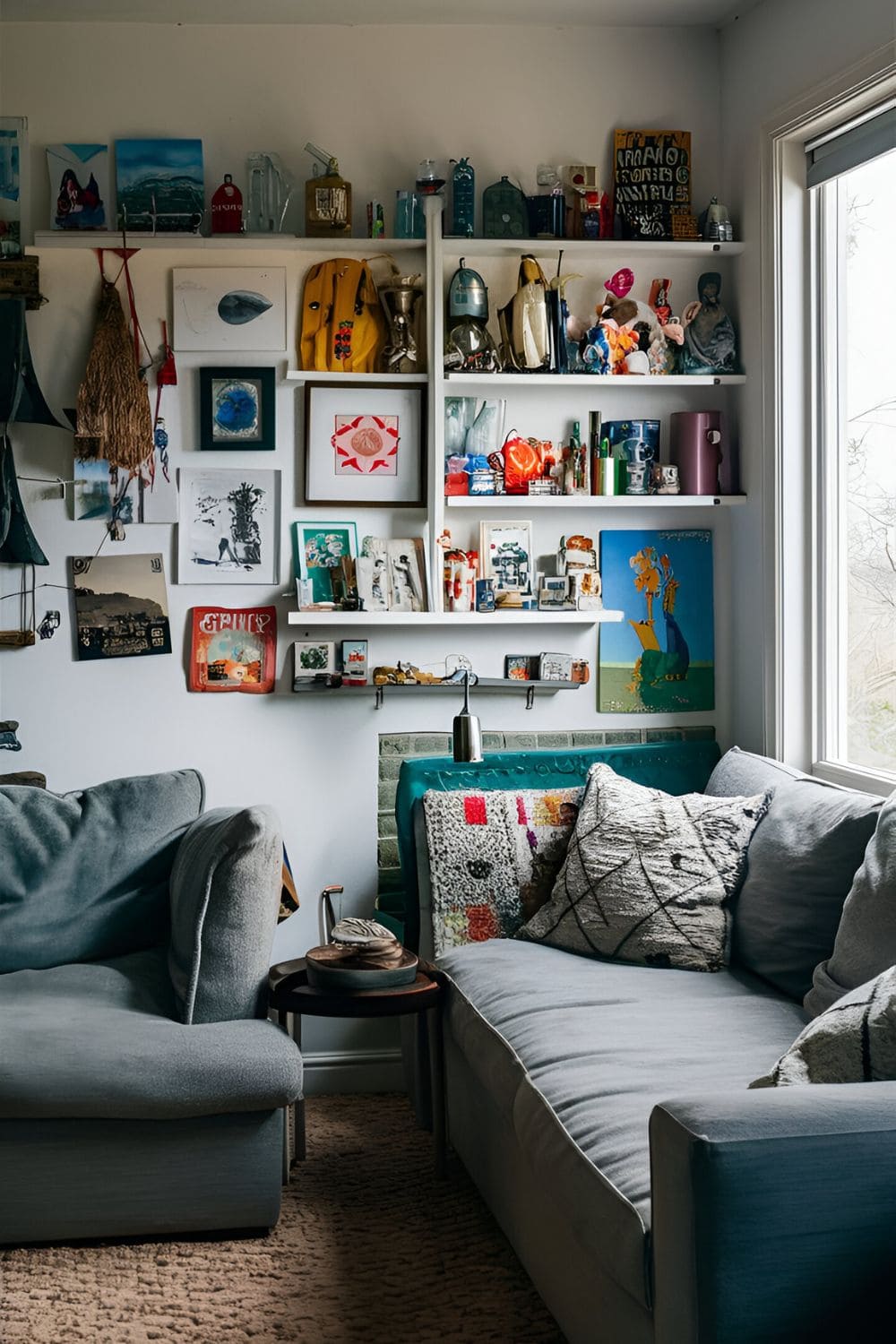 Small living room filled with personal touches like art photos and souvenirs making the space uniquely yours cozy and personalized