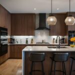 Sleek Kitchen With Brown Cabinets