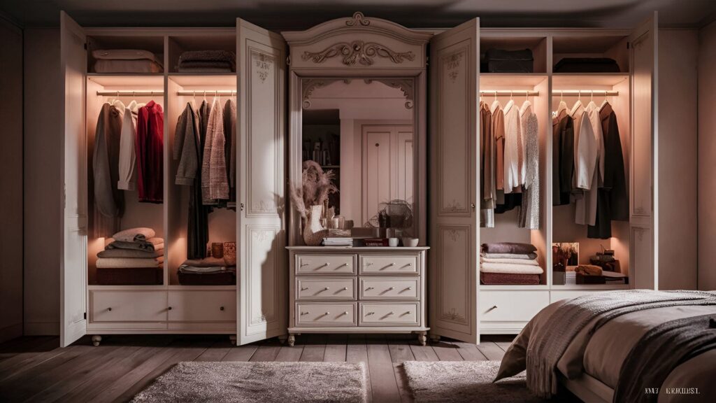 aesthetic bedroom with a good wardrobe