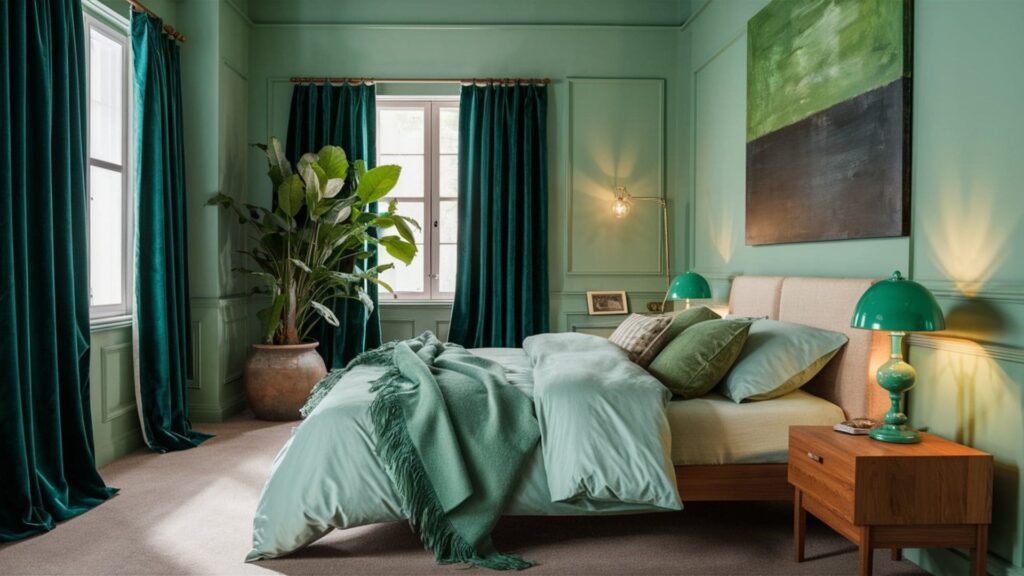 aesthetic green bedroom