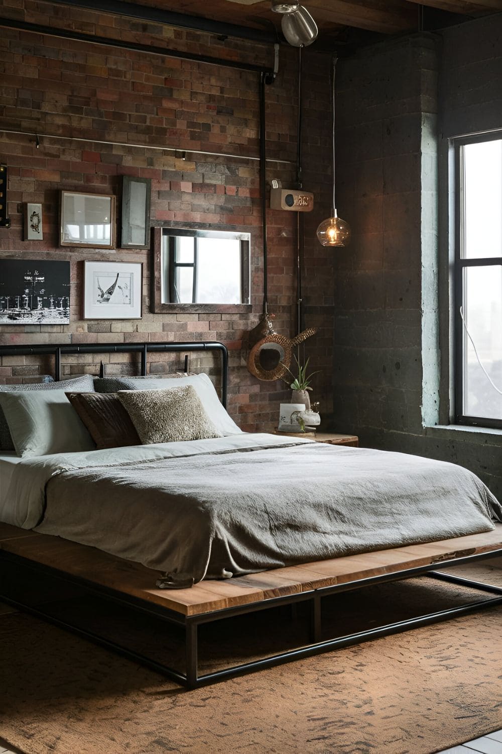 bedroom for men with industrial design