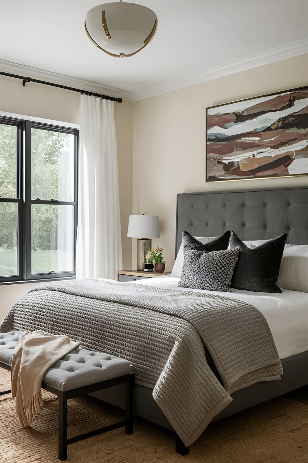 bedroom with window behind headboard Bold Headboard Statement