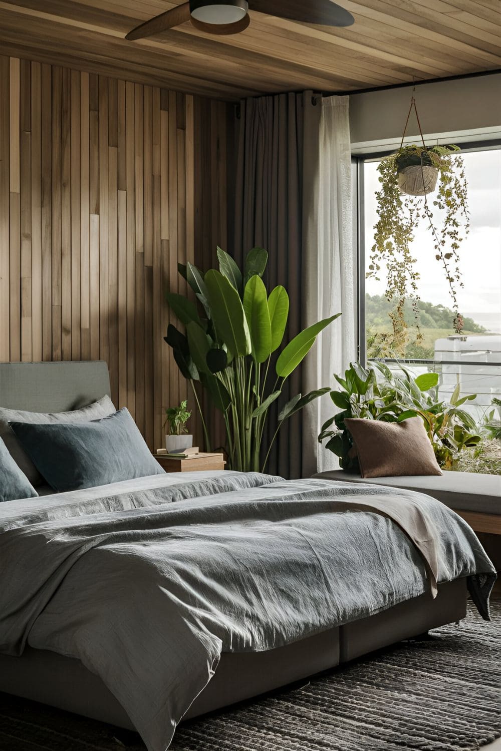 bedroom with window behind headboard Nature-Inspired Decor