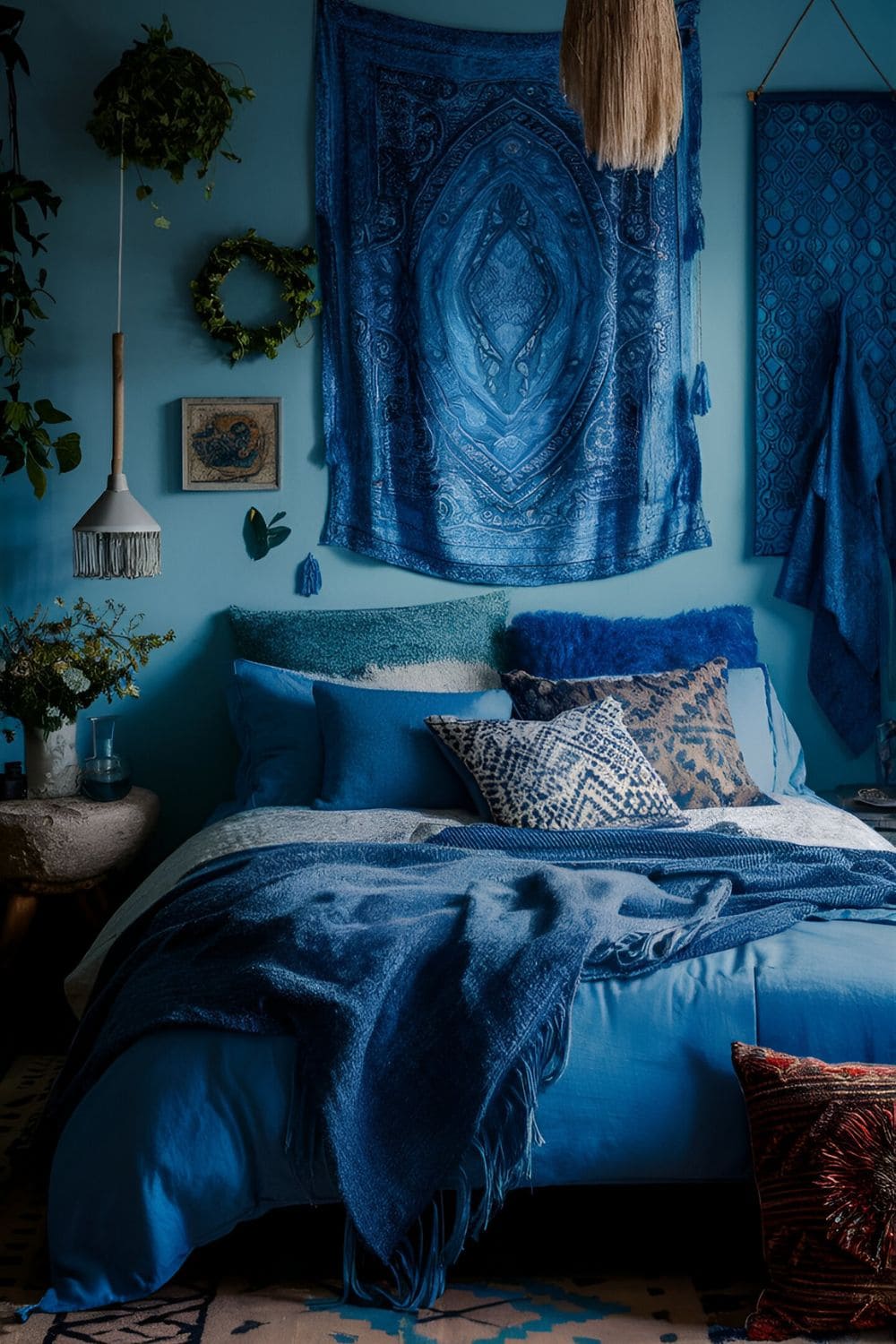 blue bedroom with Bohemian Blue