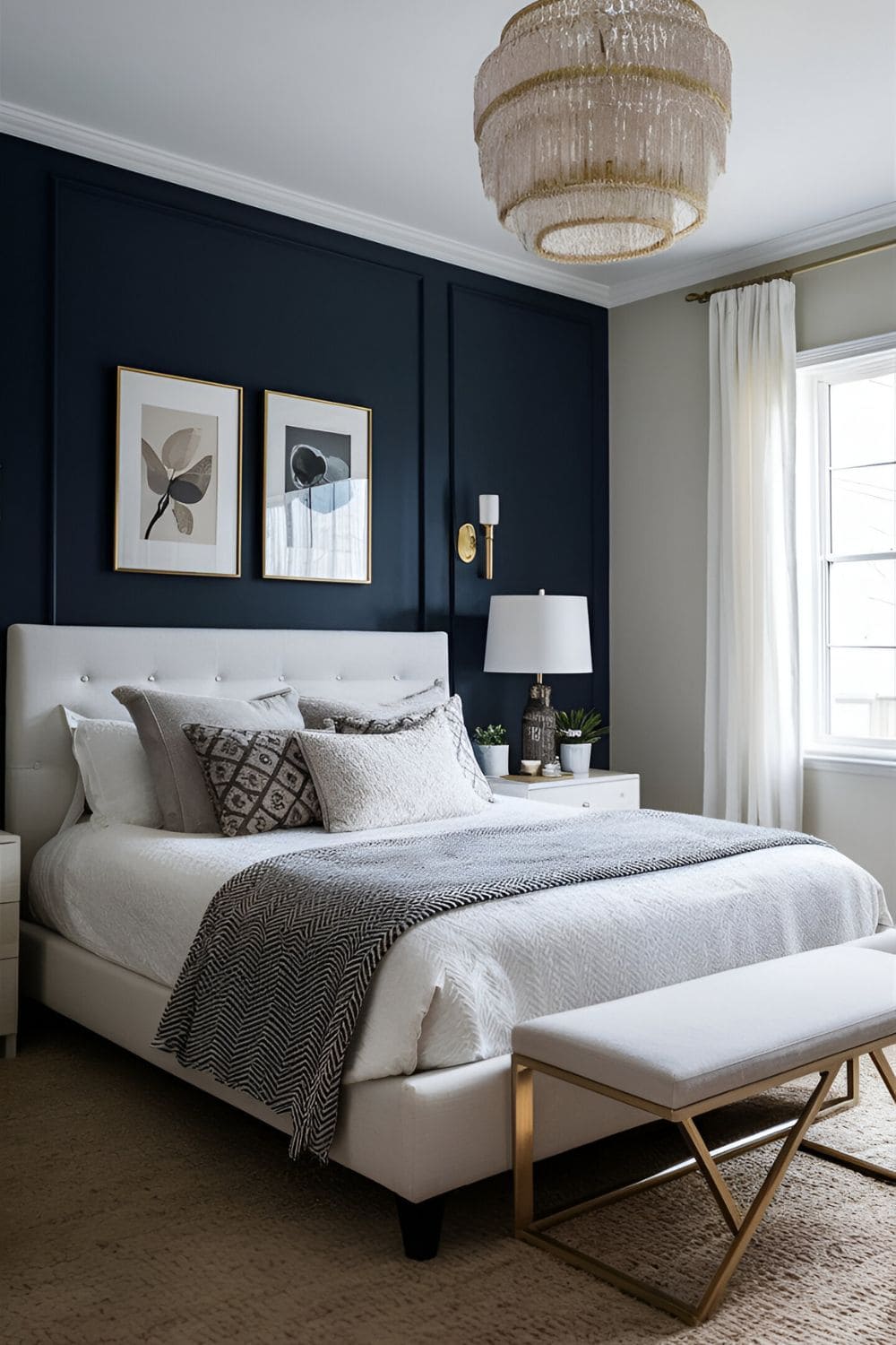 blue bedroom with Deep Navy Elegance