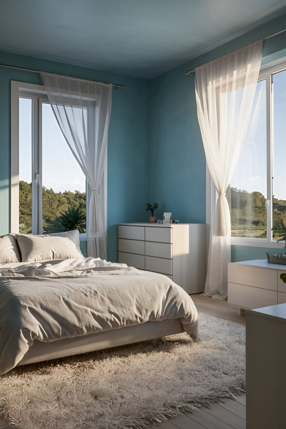 blue bedroom with Sky Blue Serenity