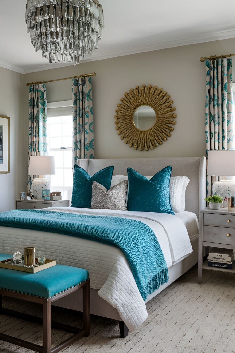 blue bedroom with Teal Accents