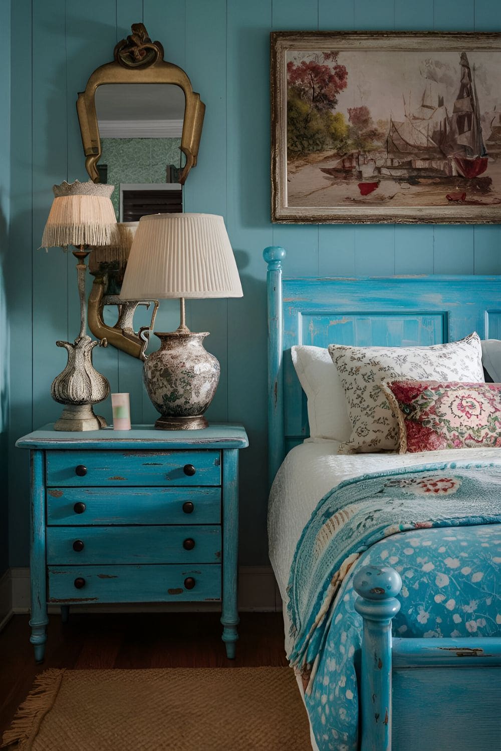 blue bedroom with Vintage Blue