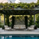 pergola for patio decor with pool beside