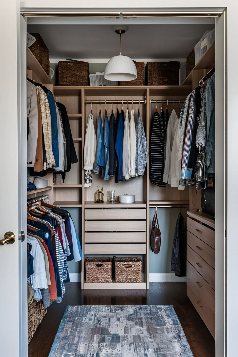 small bedroom with organized closet