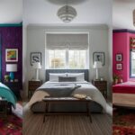 Collage of 3 Images of Bedroom Decor With Window Behind The Bed