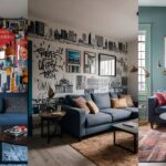 Collage of 3 images of Street Style Living Room Decor