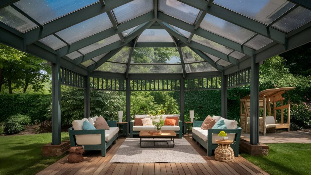 Outdoor Patio With Gazebo Looking Aesthetically Pleasing