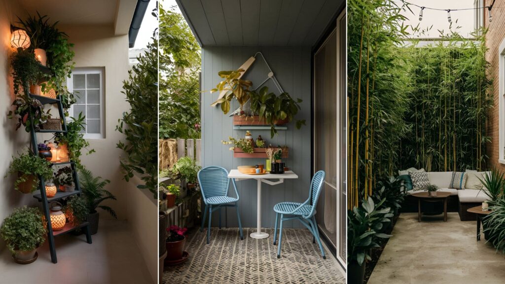 college of 3 images of small space patio ideas