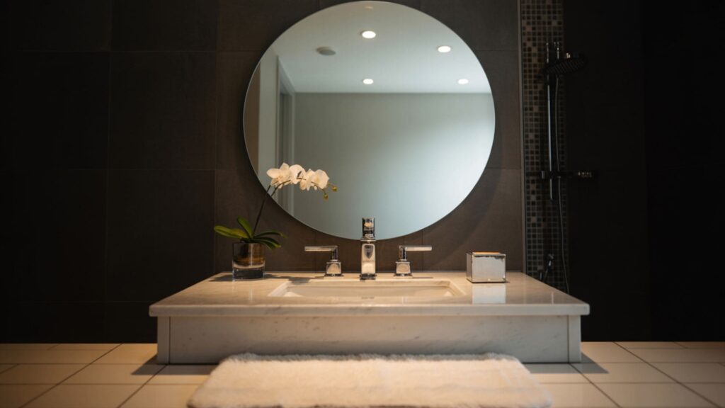 Pinterest-worthy image showing a luxury bathroom interior.