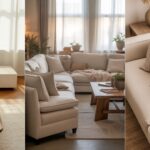 collage of 3 images of living room ideas without new furniture