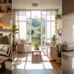 collage of 3 images of living rooms without a tv